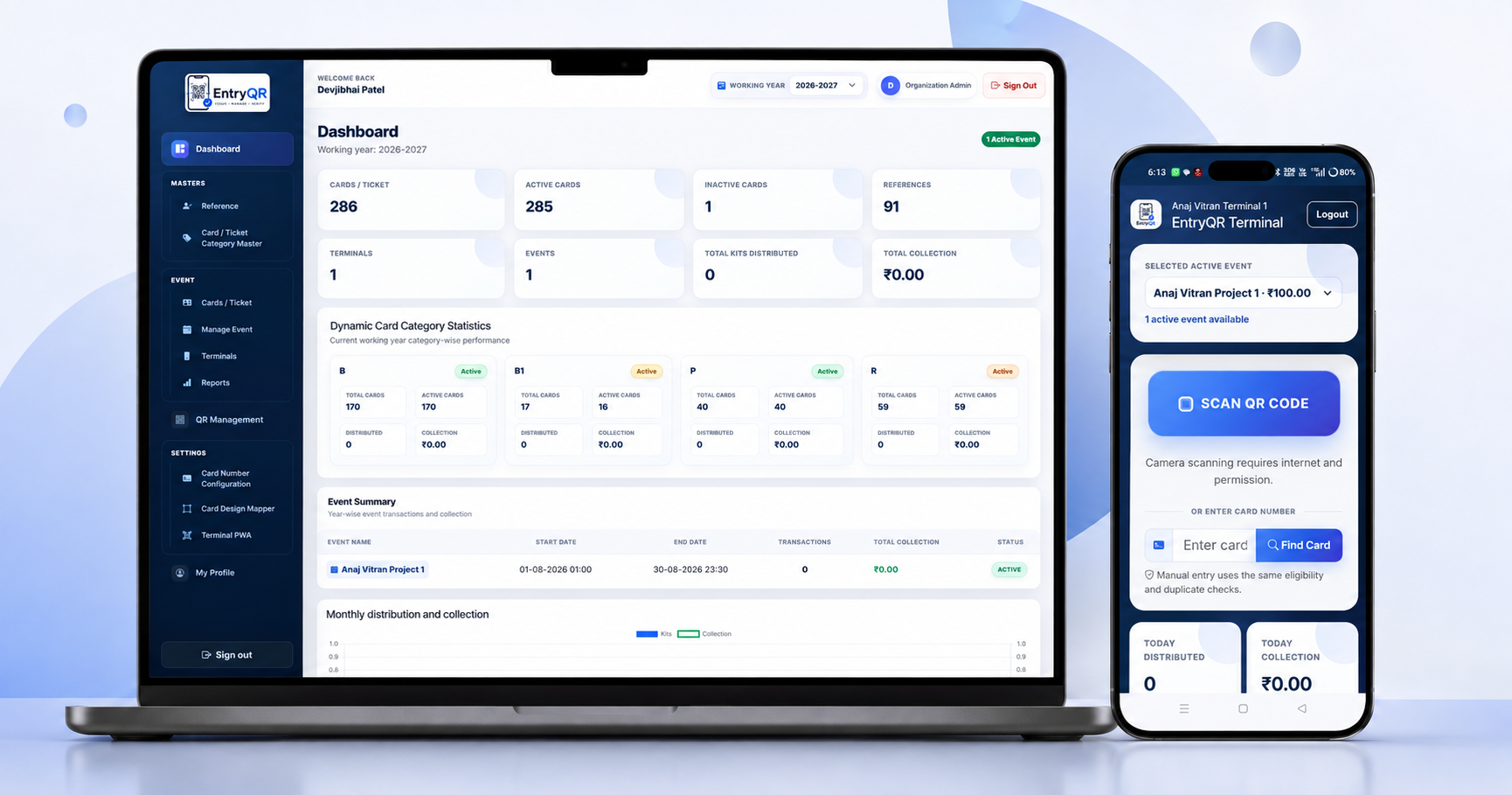 EntryQR card and QR verification platform
