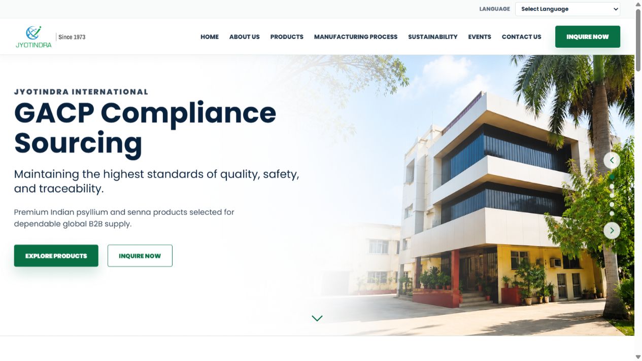 Jyotindra International website developed by PCUBE
