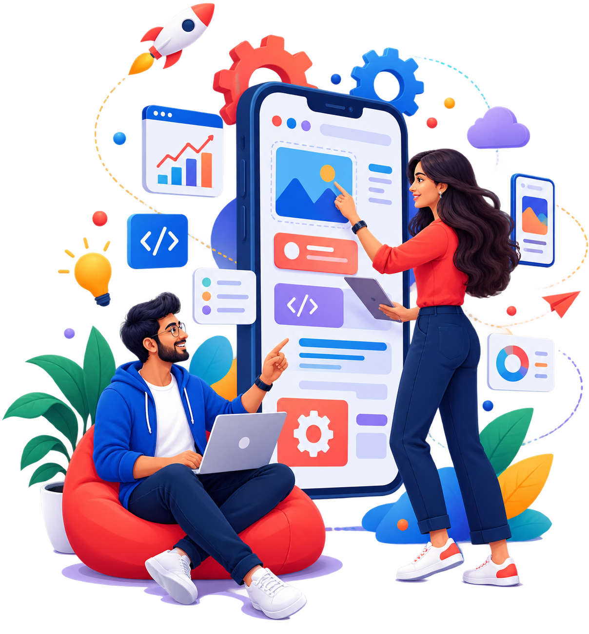PCUBE web and app development team illustration